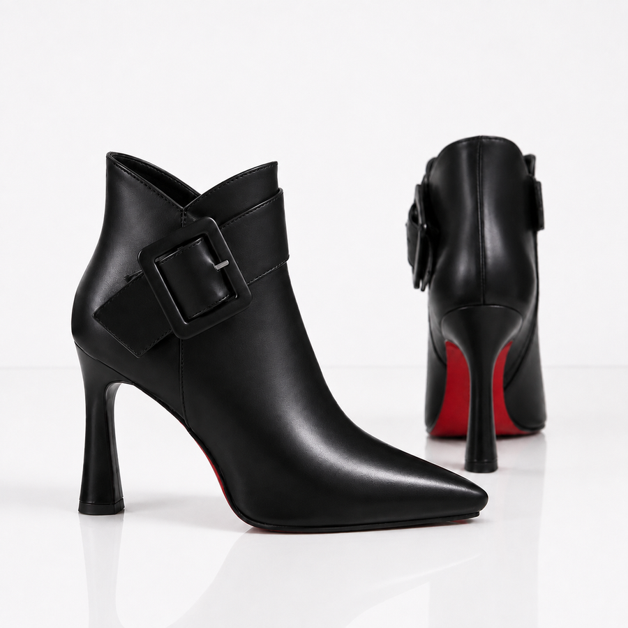 Raina - Leather Buckle Ankle Boots