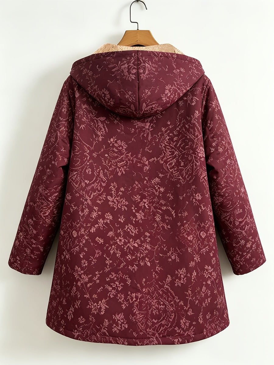 Rosemary™ | Fleece-Lined Floral Hooded Coat