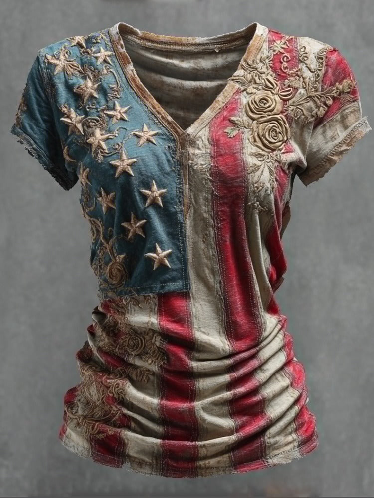 Lila | Floral Embroidered Tee