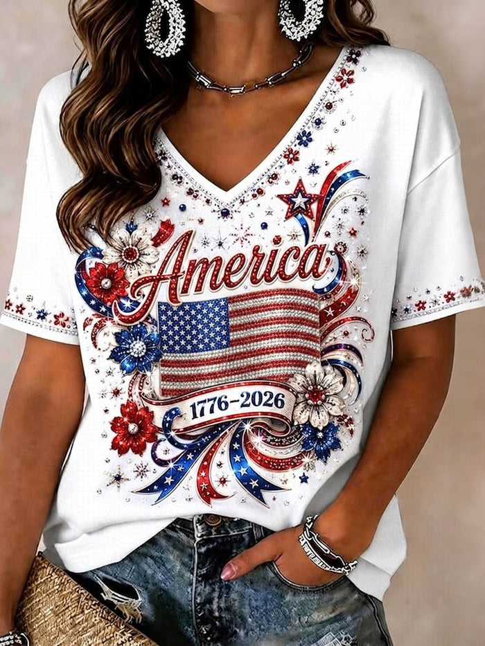 Evelyn | V-Neck Short Sleeve T-Shirt