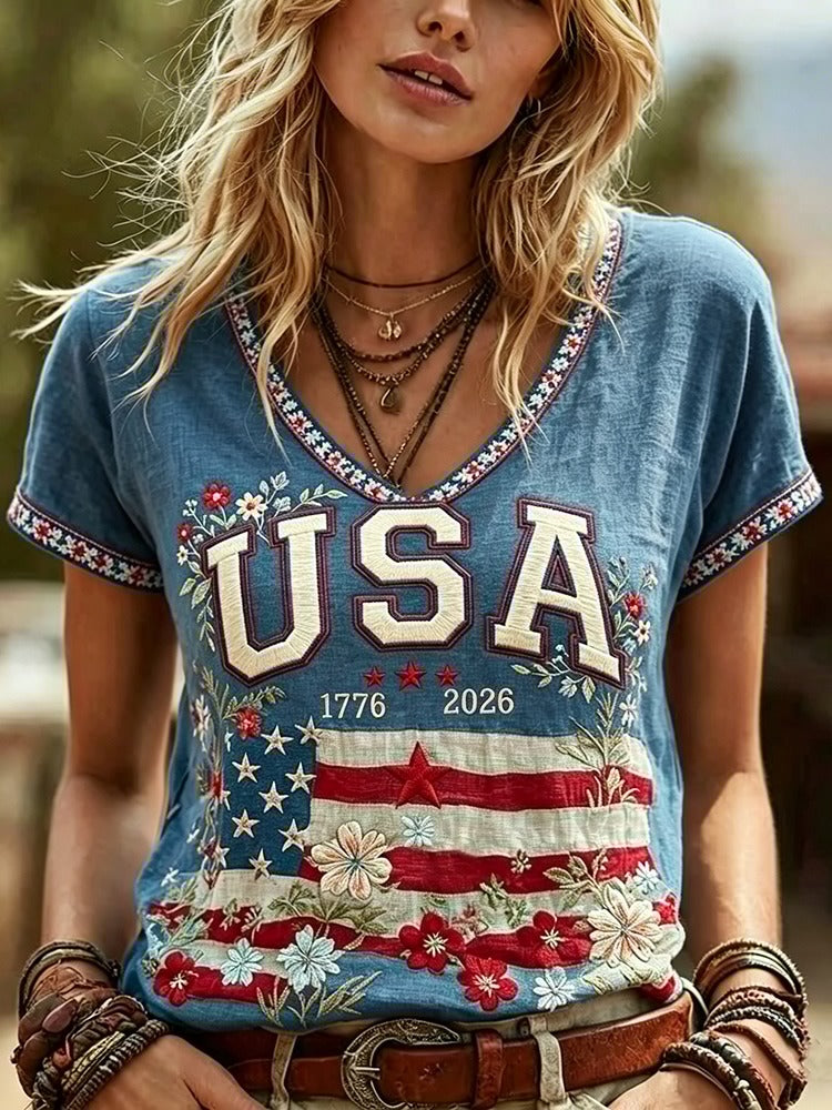 Cecily | Boho V-Neck T-shirt