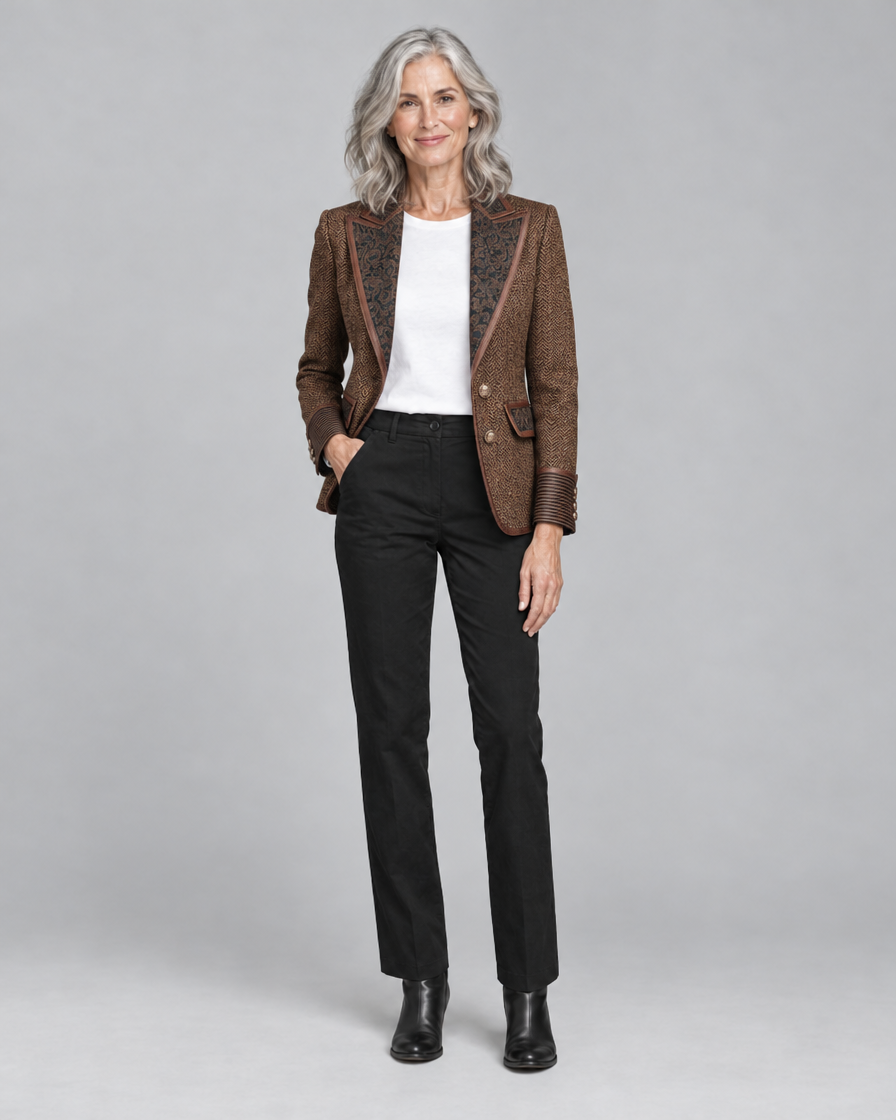 Doris | Women's Herringbone Paisley Lapel Blazer
