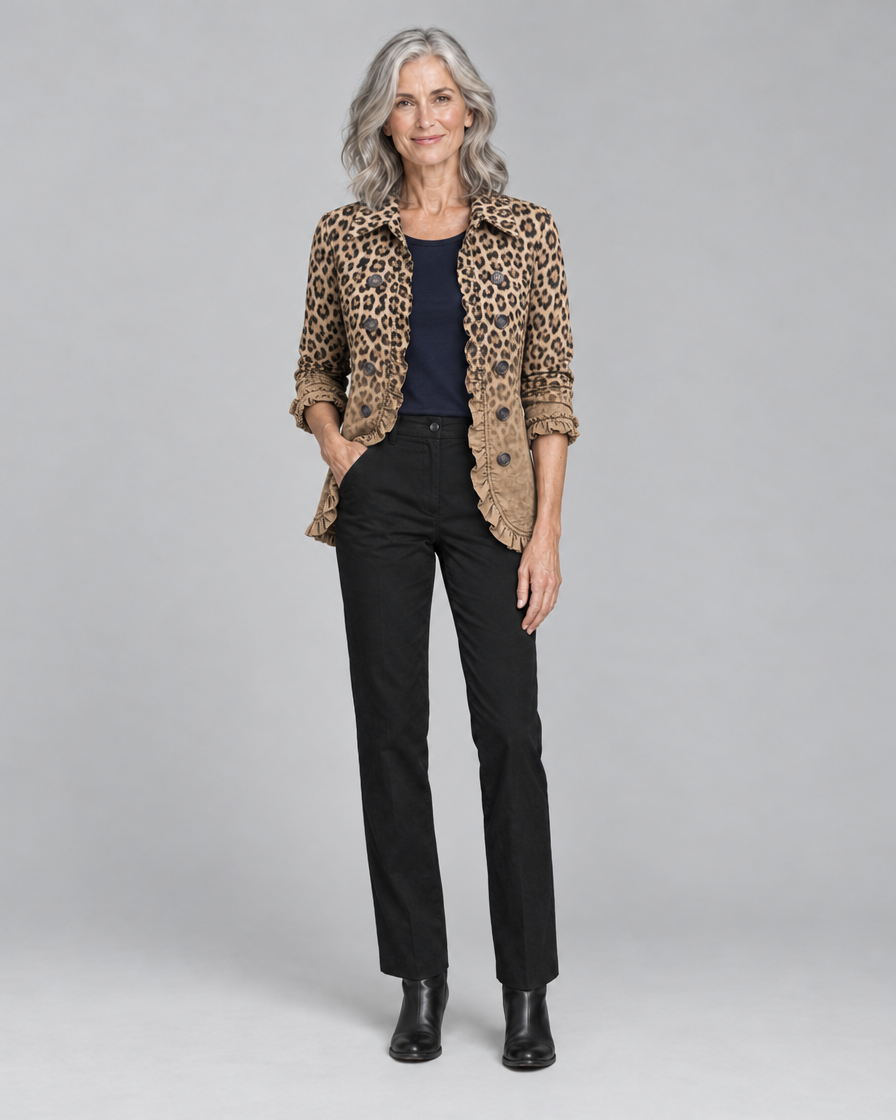 Tawny™ | Vintage Leopard Gradient Ruffle Jacket