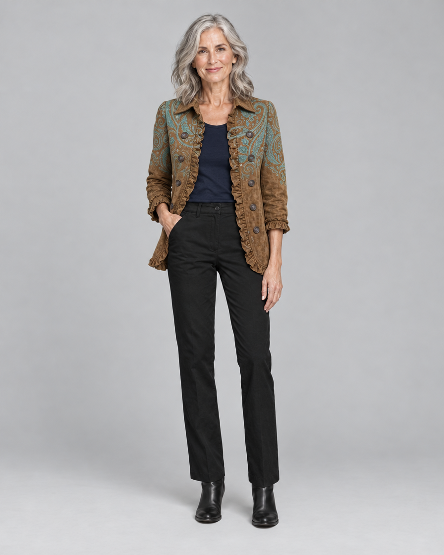 Goldenridge™ | Paisley Print Ruffle Jacket