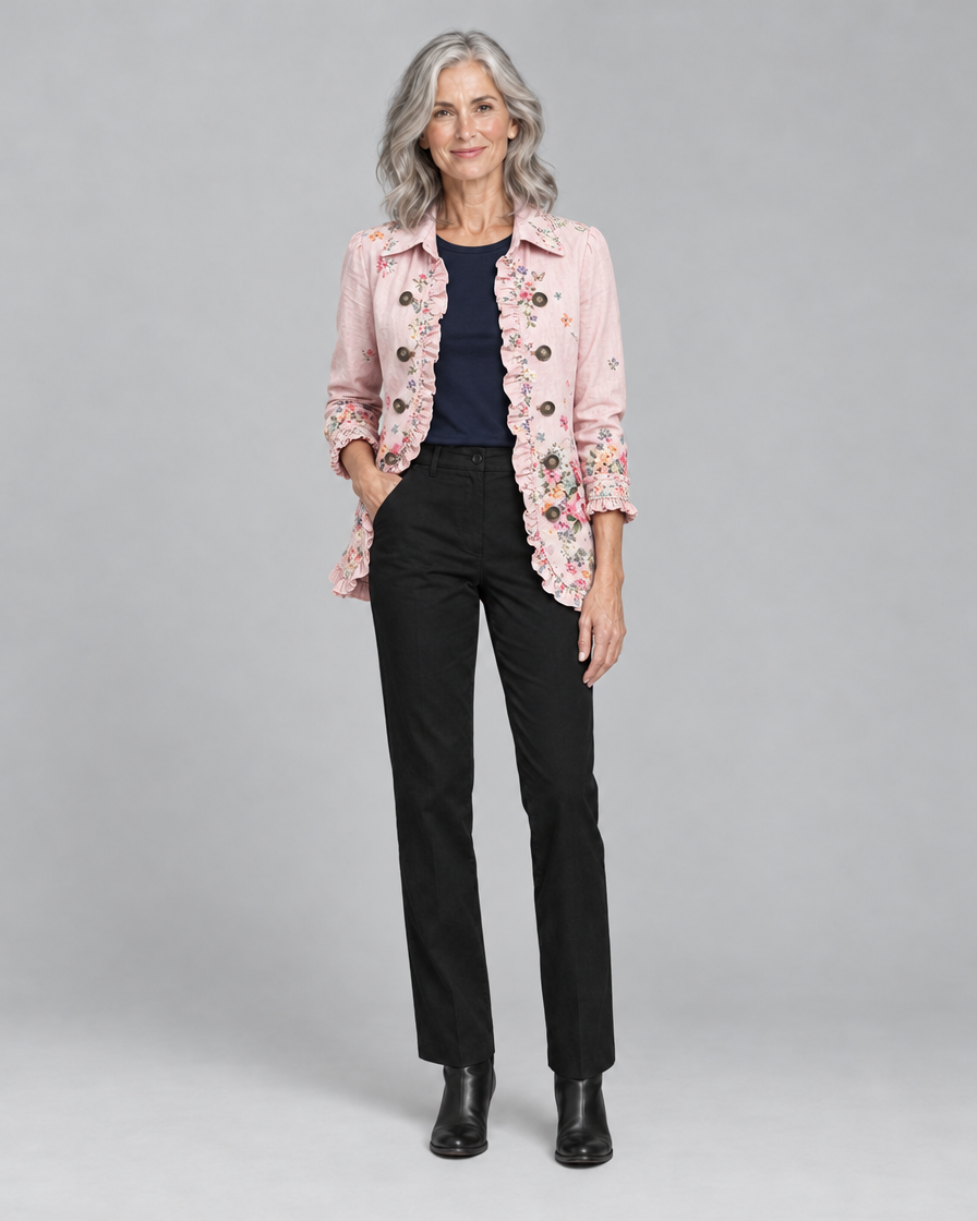 Bettany™ | Floral Ruffle Button-Front Jacket