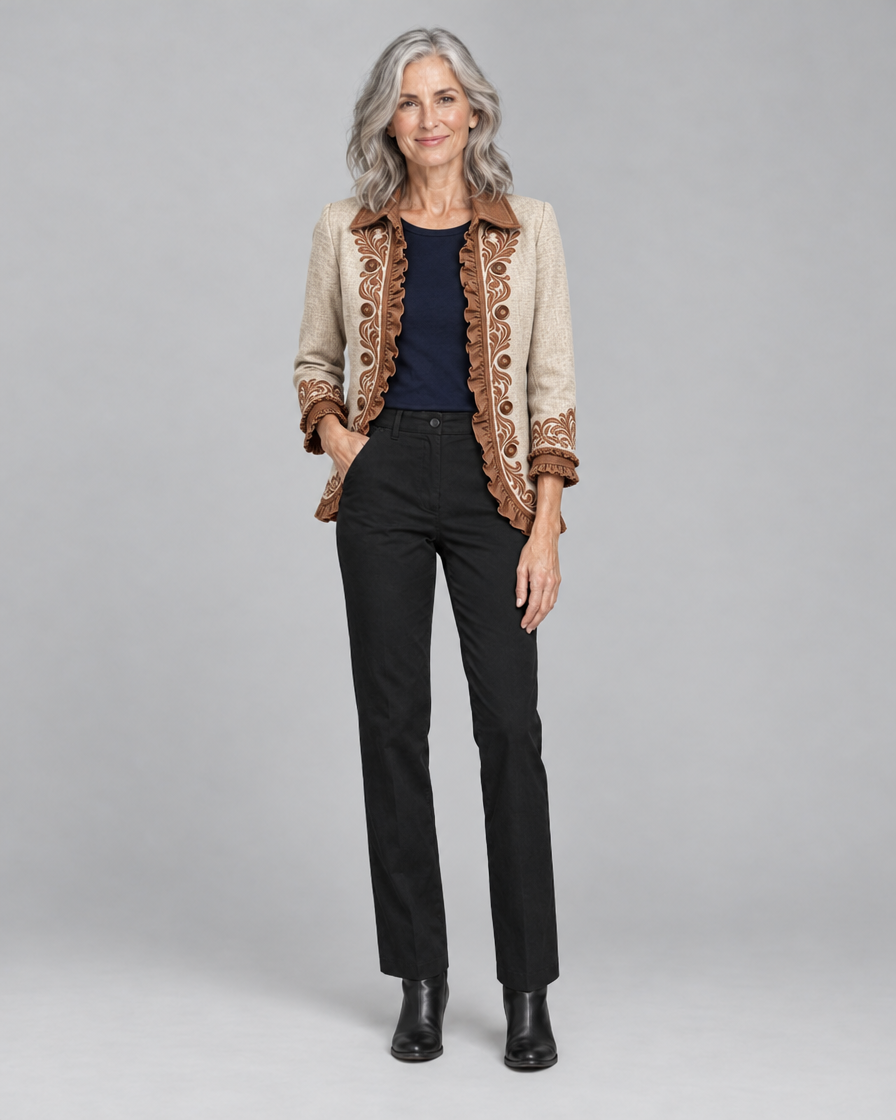 Dawncroft™ | Vintage Bohemian Floral Ruffled Jacket
