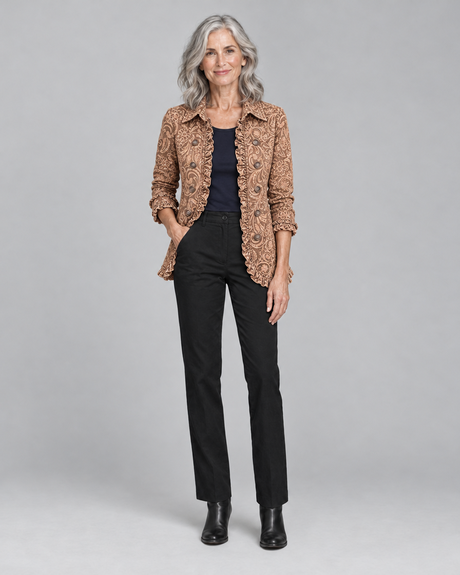 Vyclara™ | Vintage Bohemian Floral Print Ruffled Jacket
