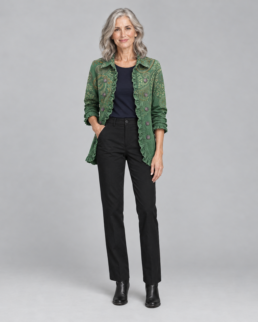 Jemara™ | Bohemian Paisley Print Ruffled Jacket