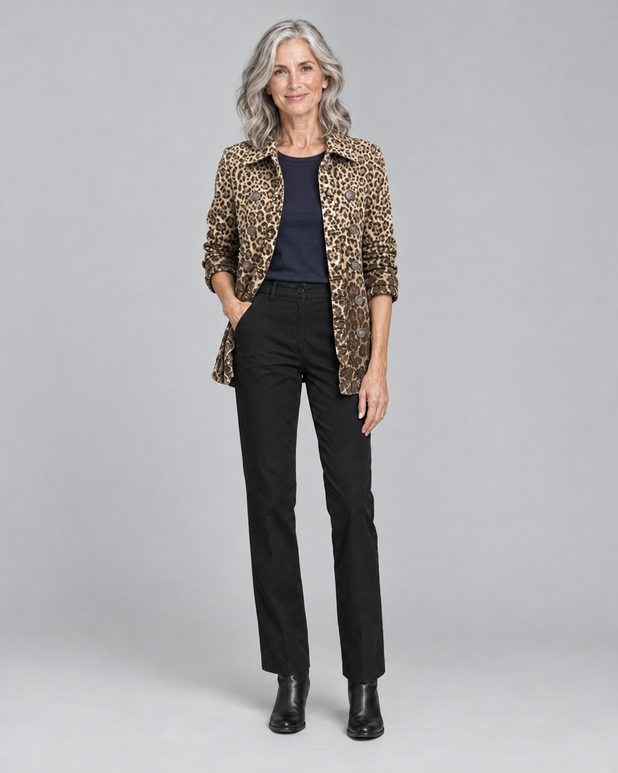Navara™ | Leopard Print Ruffled Jacket