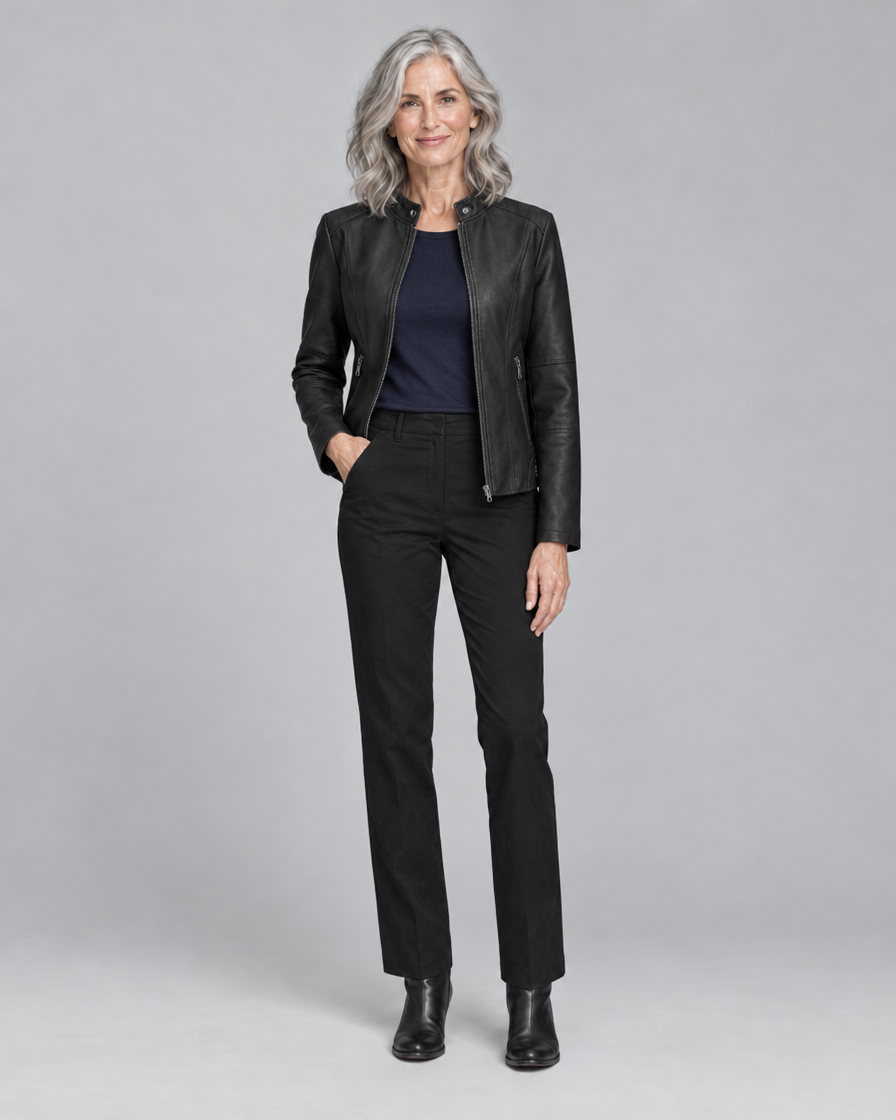 Larissa | Women's Slim-Fit Zip-Up Moto Jacket