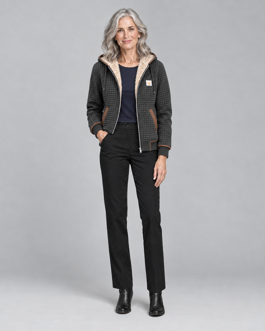 Sandra | Sherpa-Lined Quilted Zip-Up Hooded Jacket