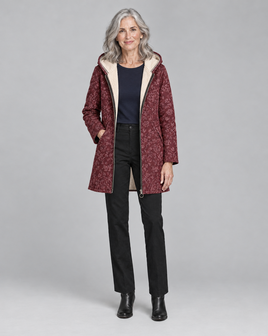 Rosemary™ | Fleece-Lined Floral Hooded Coat